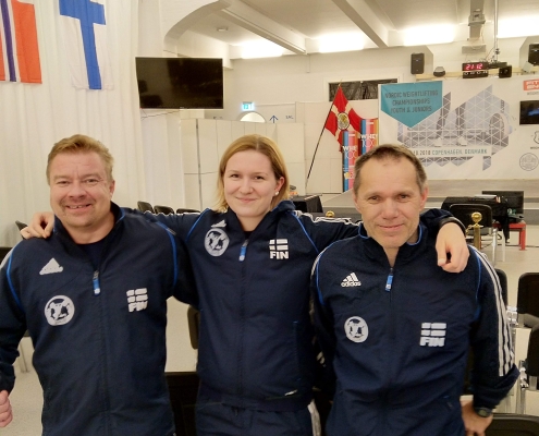 Jarkko Welling, Minna Nuha, Tommi Rinne. Nuorten PM2018, Kööpenhamina, DEN