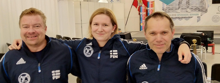 Jarkko Welling, Minna Nuha, Tommi Rinne. Nuorten PM2018, Kööpenhamina, DEN